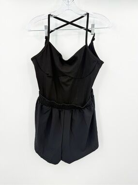 PINK Victoria's Secret Black Ultimate Runsie Romper Playsuit Size Large